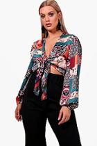 Boohoo Plus Jemma Scarf Print Wrap Top