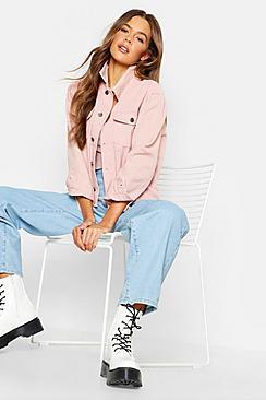 Boohoo Mixed Cord Pink Denim Jacket