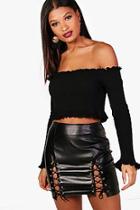 Boohoo Isabella Knitted Frill Edge Crop Jumper