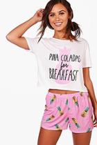 Boohoo Petite Amy Pina Colada Pyjama Short Set