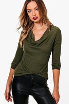 Boohoo Emily Cowl Neck Knitted Top