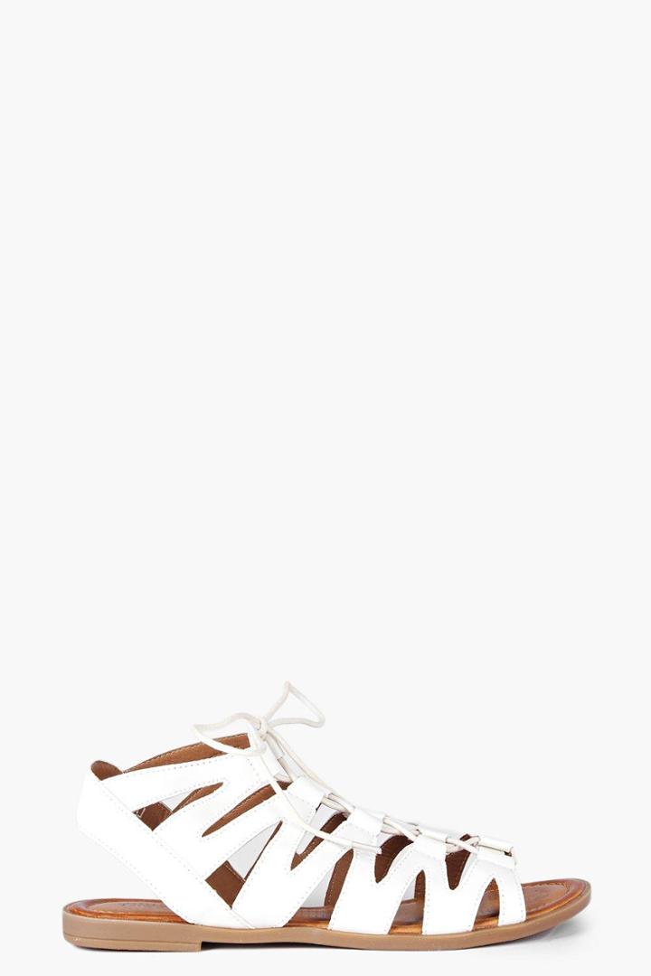 Boohoo Georgia Lace Up Gladiator Sandal White