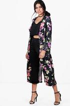 Boohoo Alison Floral Belted Maxi Duster