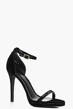 Boohoo Freya Velvet Two Part Platform