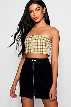 Boohoo Sarah Zip Detail Denim Skirt