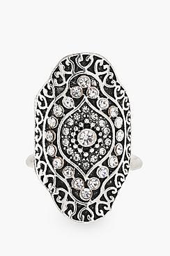 Boohoo Isabella Diamante Detail Statement Ring