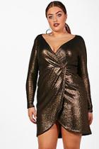 Boohoo Plus Demi Metallic Wrap Dress