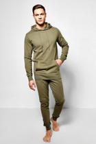 Boohoo Lightweight Hooded Loungewear Set Khaki
