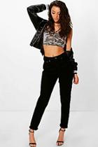 Boohoo Tall Eva High Waisted Black Boyfriend Jeans