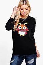 Boohoo Erin Split Hem Robin Applique Christmas Jumper