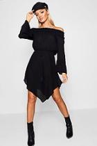 Boohoo Milly Off The Shoulder Dipped Hem Shift Dress
