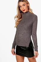 Boohoo Annabelle Stud Detail Grown Neck Jumper
