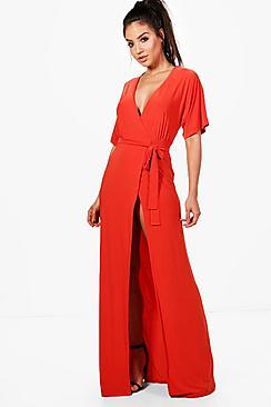 Boohoo Ida Kimono Sleeve Wrap Maxi Dress