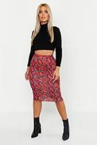 Boohoo Plus Jersey Snake Print Midi Skirt