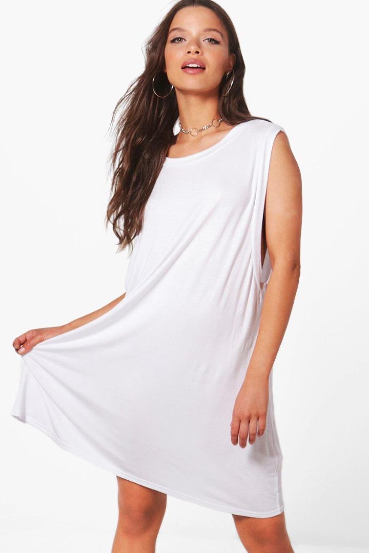 Boohoo Freya Drop Arm Hole T-shirt Dress White