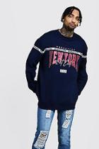 Boohoo New York East Coast Oversized Embroidered Sweater