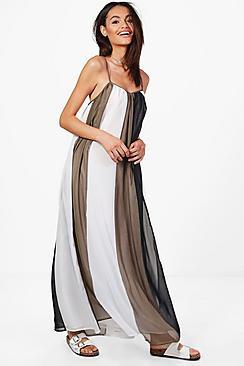 Boohoo Holly Multi Stripe Maxi Dress