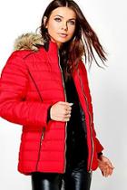 Boohoo Beth Hooded Crop Bubble Coat