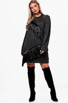 Boohoo Plus Orla Metallic Tassel Trim Jumper Dress