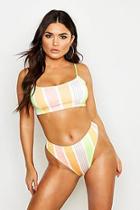 Boohoo Mix & Match Neon Stripe High Leg Bikini Bottoms