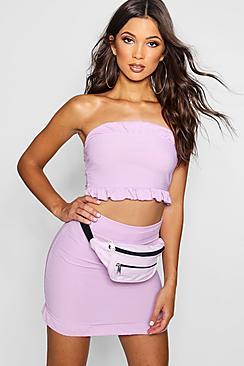 Boohoo Bandeau Midi Skirt Co-ord Set