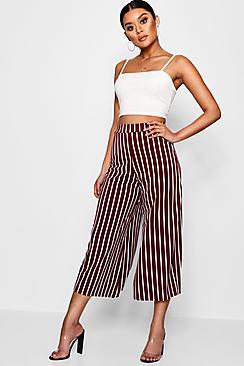 Boohoo Isla Striped Wide Leg Crepe Culotte