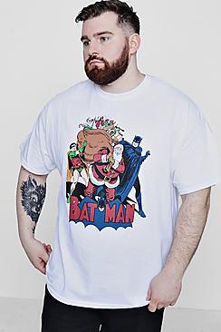 Boohoo Big And Tall Batman Christmas License T Shirt