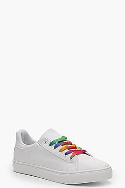 Boohoo Julia Rainbow Lace Trainer
