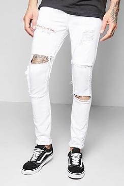 Boohoo Skinny Fit Rip & Repair Rigid Jeans