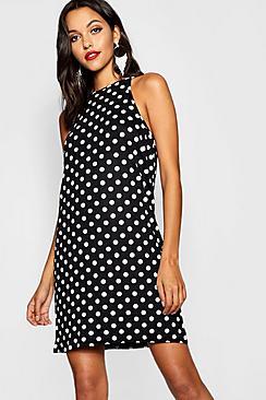 Boohoo Tall Polka Dot Shift Dress