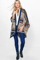 Boohoo Brooke Chevron Belted Cape Cardigan Multi