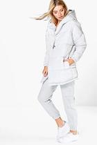 Boohoo Eva Duvet Coat With Hood