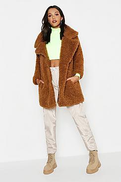 Boohoo Tall Oversized Faux Fur Coat