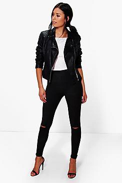 Boohoo Adaira Split Knee Pocket Basic Jeggings