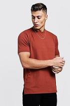 Boohoo Muscle Fit Split Hem Ribbed T-shirt