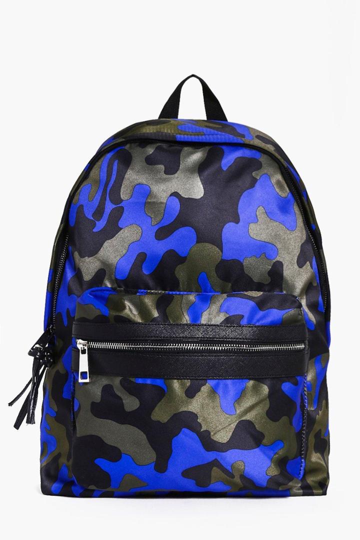 Boohoo Coloured Camo Backpack Blue