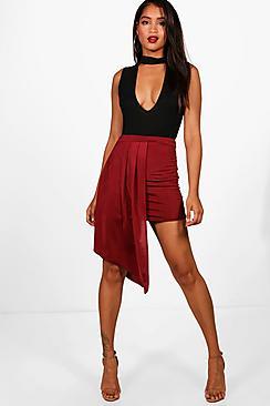 Boohoo Rosalie Slinky Extreme Drape Mini Skirt