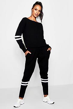 Boohoo Alice Sport Stripe Detail Knitted Jogger Set