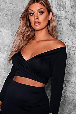 Boohoo Plus Off Shoulder Wrap Top