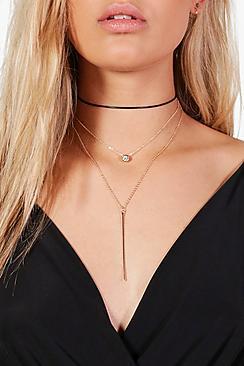 Boohoo Plus Emma Triple Thin Line Choker