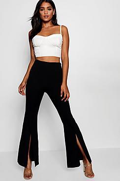 Boohoo Split Hem Flared Trouser