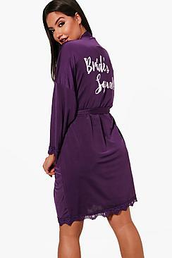 Boohoo Robyn Brides Squad Lace Detail Bridal Robe
