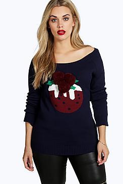 Boohoo Plus Lola Xmas Pudding Jumper