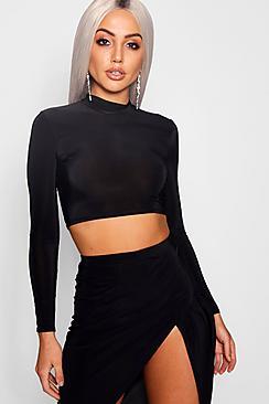 Boohoo Lucy High Neck Slinky Crop