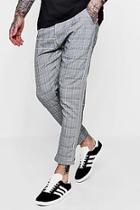 Boohoo Smart Checked Cropped Joggers With Taping