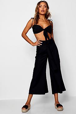 Boohoo Poppy Paperbag Belted Culottes
