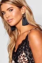Boohoo Leopard Stud Tassel Earring