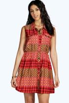 Boohoo Sia Sleeveless Utility Pocket Skater Dress Multi