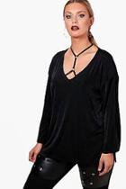 Boohoo Plus Billie Harness Detail Slinky Top