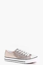 Boohoo Olivia Metallic Lace Up Trainer